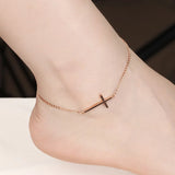 Stainless Steel Chain Cross Anklets Women Summer Sandals Jewelry