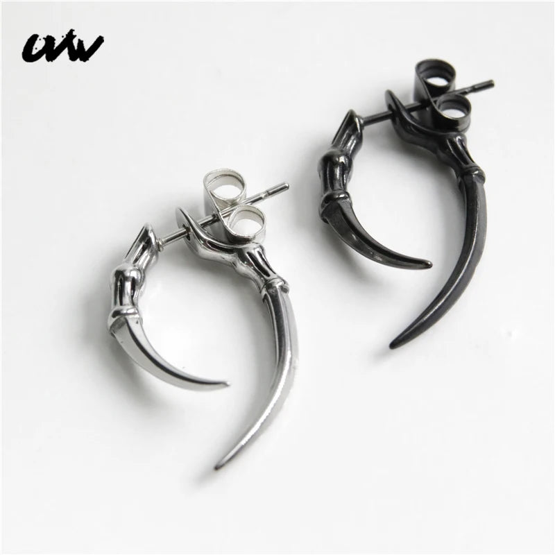 Animal Paw Ear Stud Earrings Stainless Steel Unisex Piercing Jewelry
