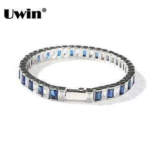8mm CZ Baguette Tennis Bracelet Spring Clasp Women's Jewelry
