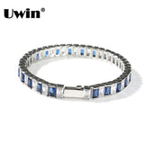 8mm CZ Baguette Tennis Bracelet Spring Clasp Women's Jewelry