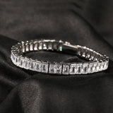 8mm CZ Baguette Tennis Bracelet Spring Clasp Women's Jewelry