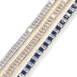8mm CZ Baguette Tennis Bracelet Spring Clasp Women's Jewelry