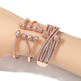 Micro Paved CZ Cubic Zircon Baguette Bracelet Full Size Adjustable Cuff Bangle