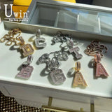 CZ Initial Name Necklace with Box Chain Hip Hop Necklaces