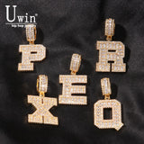 CZ Initial Name Necklace with Box Chain Hip Hop Necklaces