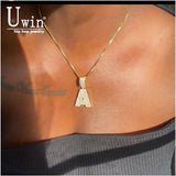 CZ Initial Name Necklace with Box Chain Hip Hop Necklaces