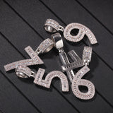 Baguette Numbers Chain Necklace Iced Out Hiphop Jewelry