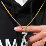 Baguette Numbers Chain Necklace Iced Out Hiphop Jewelry
