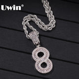 Baguette Numbers Chain Necklace Iced Out Hiphop Jewelry