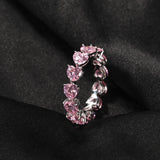 Baguettecz Heart Rings Pink Stones Jewelry