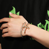 Bling Cubic Zircon Curve Sword Cuff Bangle for Women
