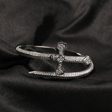 Bling Cubic Zircon Curve Sword Cuff Bangle for Women