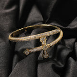 Bling Cubic Zircon Curve Sword Cuff Bangle for Women