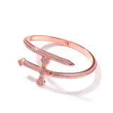 Bling Cubic Zircon Curve Sword Cuff Bangle for Women