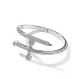 Bling Cubic Zircon Curve Sword Cuff Bangle for Women