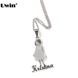 Family Stainless Steel Pendant Necklace & Silver Souvenir Jewelry