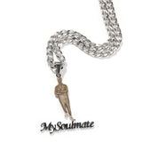 Family Stainless Steel Pendant Necklace & Silver Souvenir Jewelry