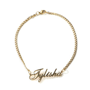 Personalised Name Anklets Jewelry with Small Cuban Chain Letters