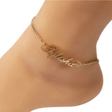 Personalised Name Anklets Jewelry with Small Cuban Chain Letters