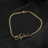 Personalised Name Anklets Jewelry with Small Cuban Chain Letters