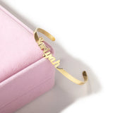 Stainless Steel Name Bangle for Women Resizable Cuff Bracelets