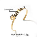 Stainless Steel Name Bangle for Women Resizable Cuff Bracelets