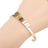 Stainless Steel Name Bangle for Women Resizable Cuff Bracelets