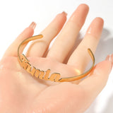 Stainless Steel Name Bangle for Women Resizable Cuff Bracelets
