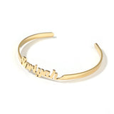 Stainless Steel Name Bangle for Women Resizable Cuff Bracelets