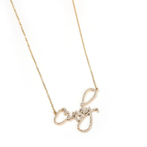 Personalized Stainless Steel Name Necklace with Rhinestone Letters