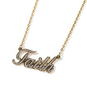 Personalized Titanium Steel Name Necklace with Rhinestones