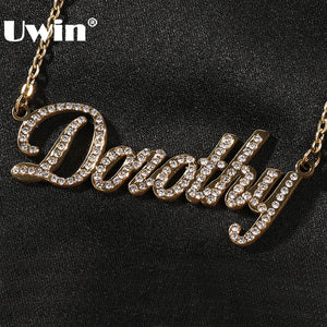 Personalized Titanium Steel Name Necklace with Rhinestones