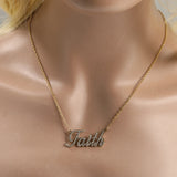 Personalized Titanium Steel Name Necklace with Rhinestones