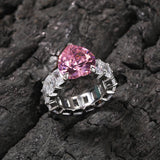 Baguettecz Stones Pink Heart Rings for Women