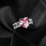 Baguettecz Stones Pink Heart Rings for Women