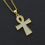 Iced Egyptian Key of Life Ankh Pendant Necklace Men's Jewelry