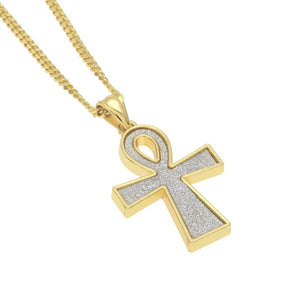 Iced Egyptian Key of Life Ankh Pendant Necklace Men's Jewelry
