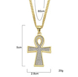 Iced Egyptian Key of Life Ankh Pendant Necklace Men's Jewelry