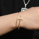 Slim Sword Cuff Bangle Bling Zircon Wrist Bracelet Ladies Jewelry