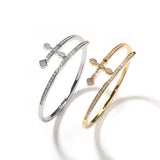 Slim Sword Cuff Bangle Bling Zircon Wrist Bracelet Ladies Jewelry