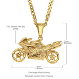 Stainless Steel Motorcycle Pendant Hip hop Jewelry Men's Necklace Chain