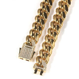 12mm Cuban Chain Bracelet with CZ Clasp for Men