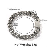 12mm Cuban Chain Bracelet with CZ Clasp for Men