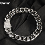 12mm Cuban Chain Bracelet with CZ Clasp for Men