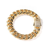 12mm Cuban Chain Bracelet with CZ Clasp for Men