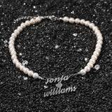 Stainless Steel Name Pendant with Pearl Necklace Silver Jewelry