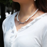 Stainless Steel Name Pendant with Pearl Necklace Silver Jewelry