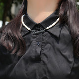 Stainless Steel Name Pendant with Pearl Necklace Silver Jewelry