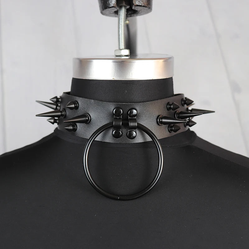 Gothic Leather Harness Choker Collar For Women Punk Choker