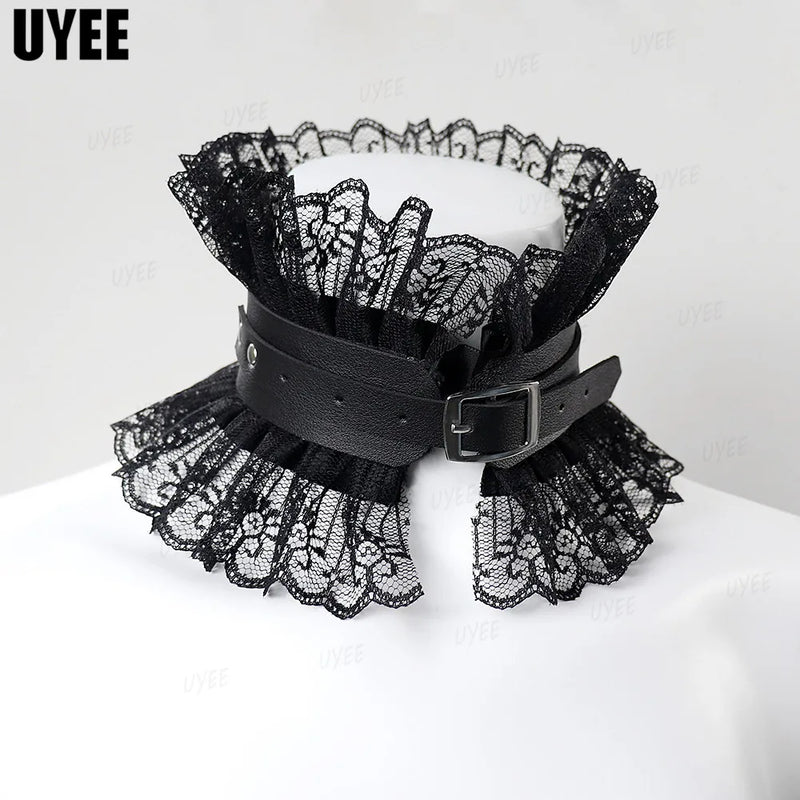 Punk Rivet Tassels Leather Collar Choker Necklace